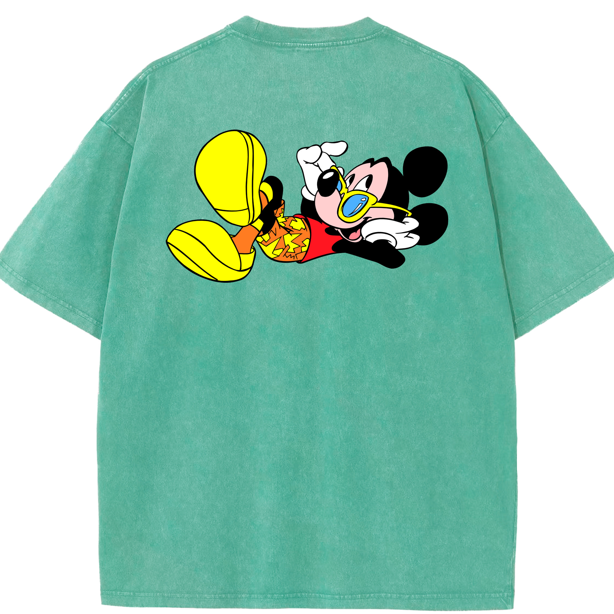 （画像用） ミッキーマウス Mickey Mouse 綿100% ヴィンテージ風 半袖Tシャツ（背面プリント）